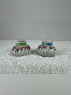 Vintage Hand-painted Porcelain Salt &  Pepper Shakers Featuring a Floral Design